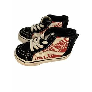 Vans Sk8-Hi Zip Off the wall Logo Black High Top Skate Shoes Toddler Size 5.5